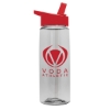 Garyline® Flair Tritan® Bottle with Flip-Straw Lid - 26 oz. - Clear-red lid